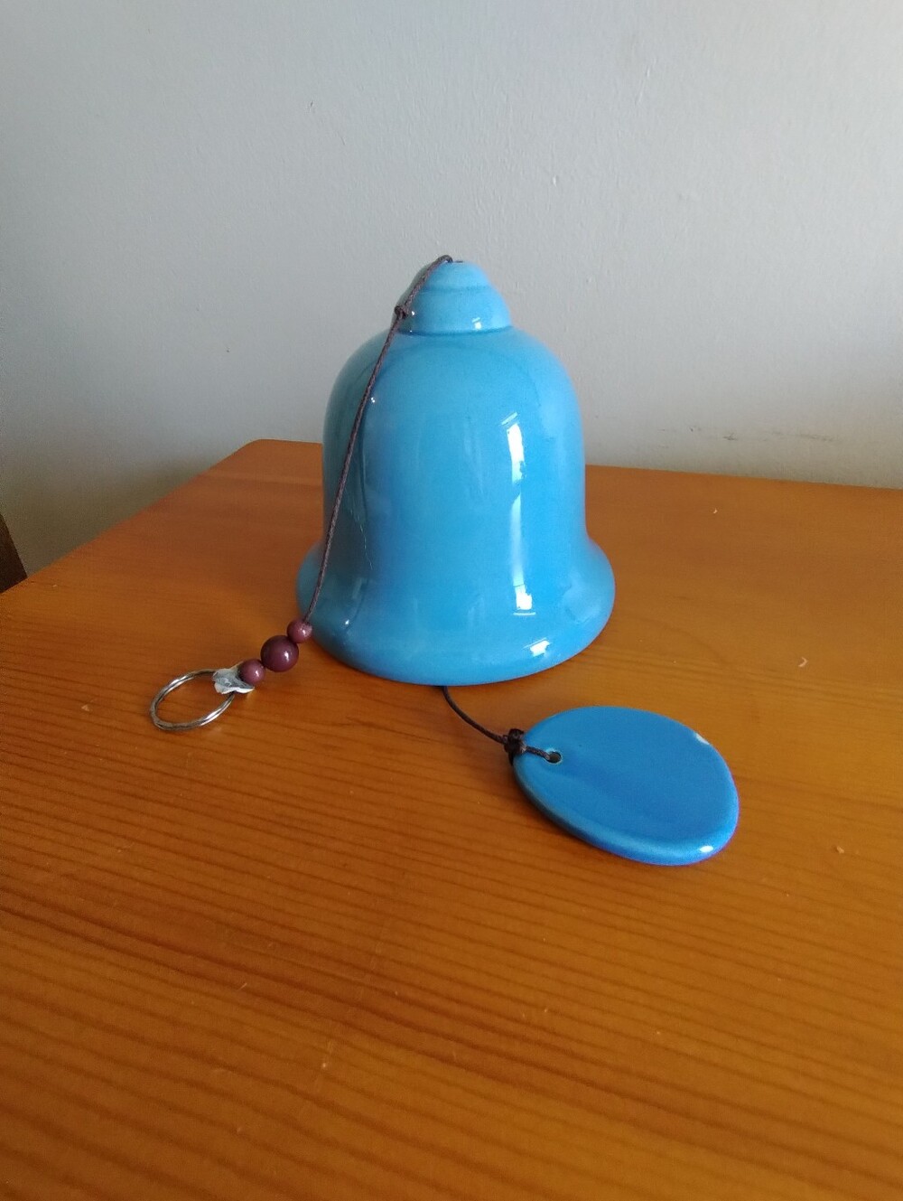 Ceramic Bell Wind Chime in Bright  Blue